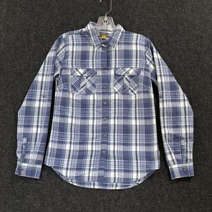 Eddie Bauer Shirt Womens XS Blue White Plaid Long Sleeve Outdoor Top Pockets